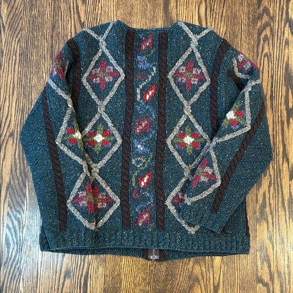 Vintage 90s Zip Up Wool Cardigan Sweater - Picture 9 of 11